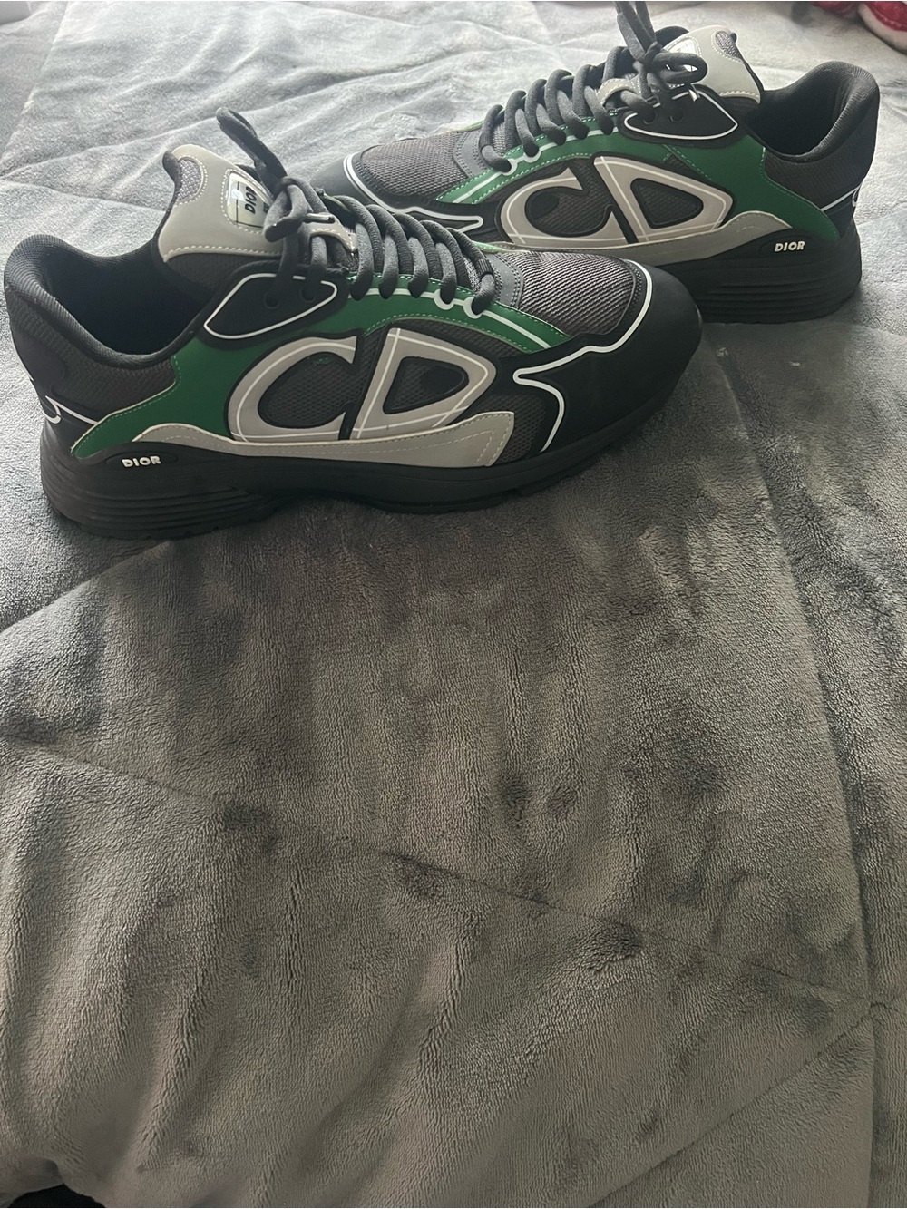 Dior Men’s Black, Green & Gray Logo Runner Sneakers - Picture 1 of 3